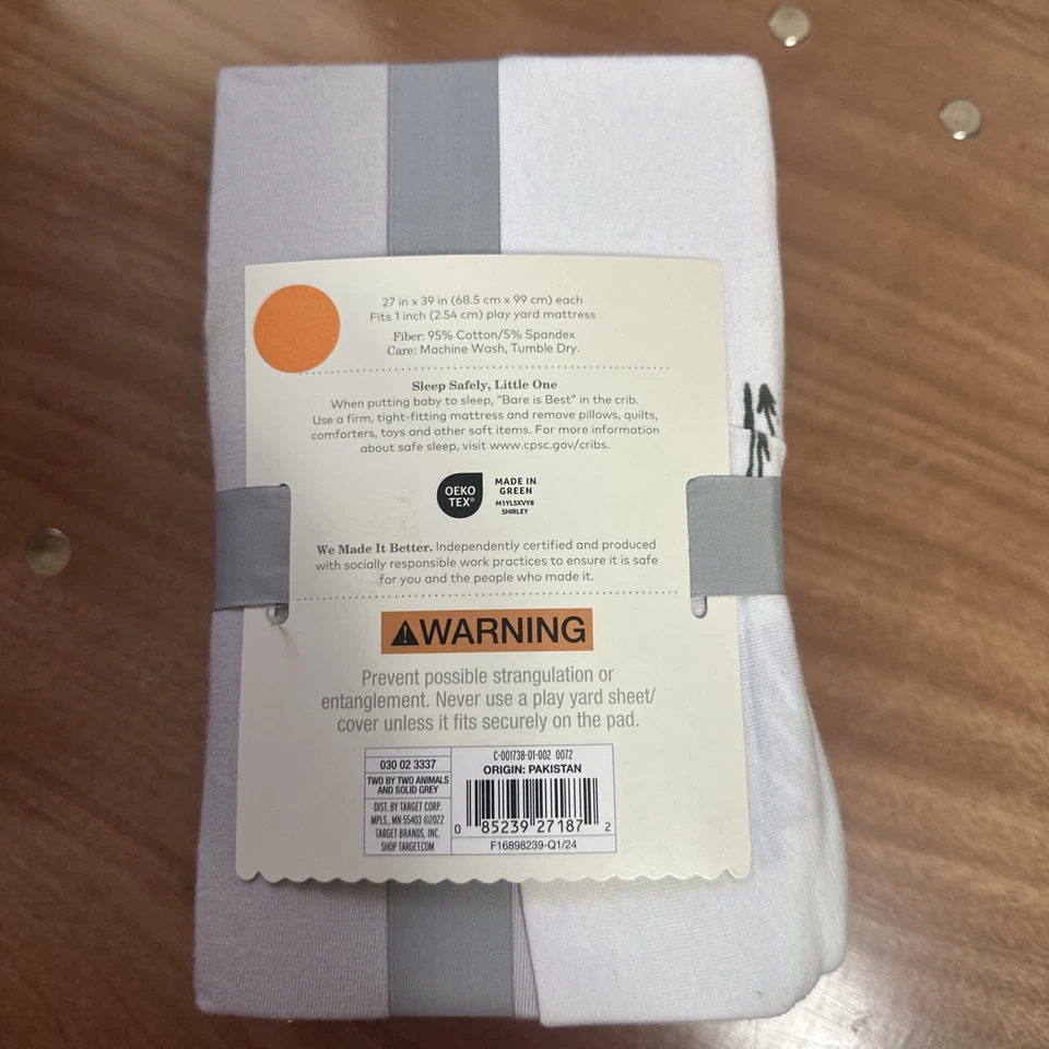 Paquete de 2 sábanas ajustables Cloud Island Play Yard animales de safari nuevas con etiquetas Foto 3 de 4
