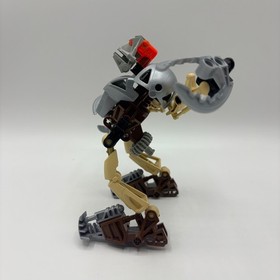 Incomplete LEGO Bionicle Toa Nuva 8568 Pohatu Brown Tan Silver Figure NO MASK