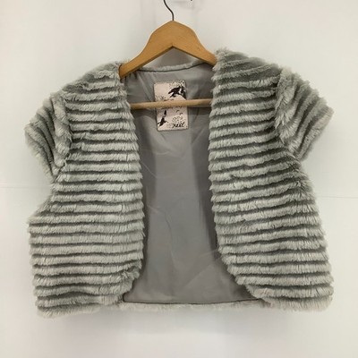 Next Ladies Grey Faux Fur Bolero Shrug Jacket L UK
