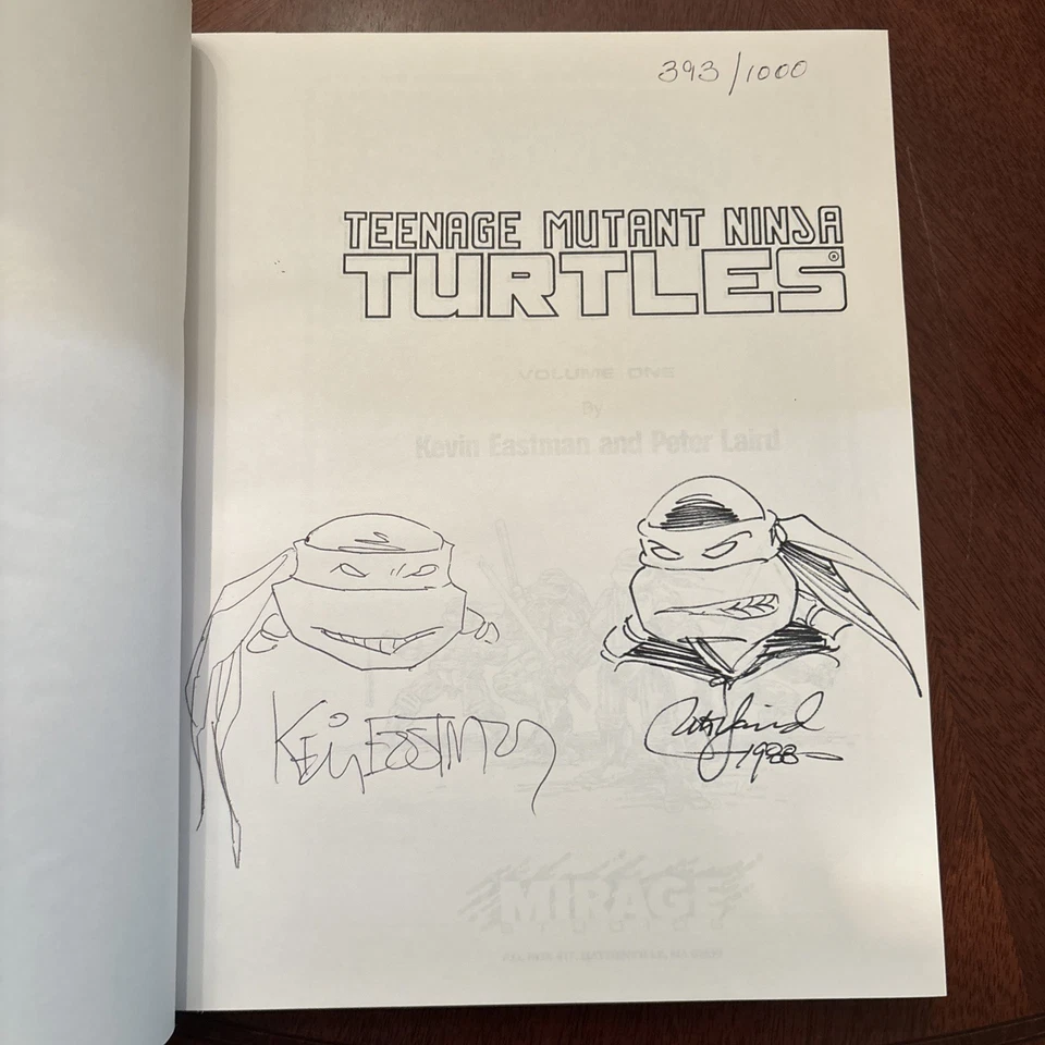 Ninja Turtles Mirage Ltd Hardcover TMNT HC Signed Laird Eastman remark 1988 Rare - Image 4 of 4