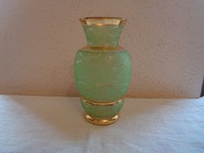 VINTAGE, VASE À RENFLEMENT DES ANNÉES 50, EN VERRE GRANITÉ ET FILETS OR