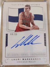 2017 National Treasures International /99 Lauri Markkanen Rookie Auto RC On Card