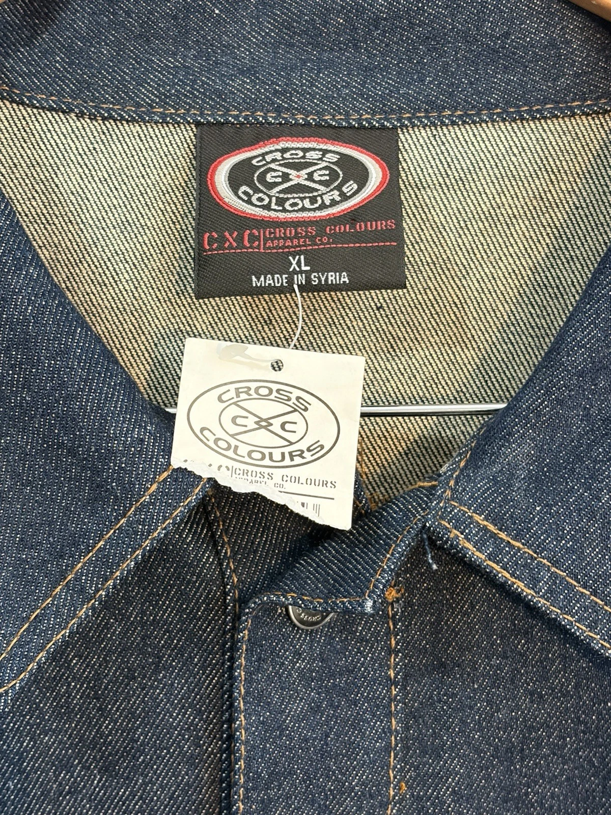 1990 Cross Colours Denim Jacket Dark Blue (NWT) !! Size XL - product detail image 3