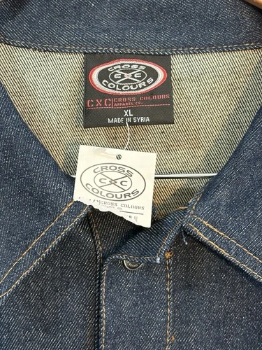 1990 Cross Colours Denim Jacket Dark Blue  (NWT) !!  Size XL image 3