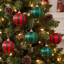 24 Pcs Christmas Satin Silk Balls Ornament, 2.2 Inch, Red and Green