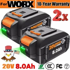 2Pack 8.0AH For WORX WA3575 20V MAX Extend Lithium Battery 20 Volt WA3520 WA3525