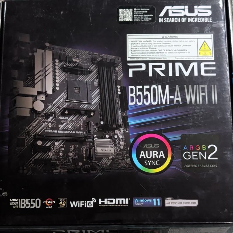 ASUS PRIME B550M-A WIFI II AM4 B550 mATX DDR4 4-Slot Motherboard