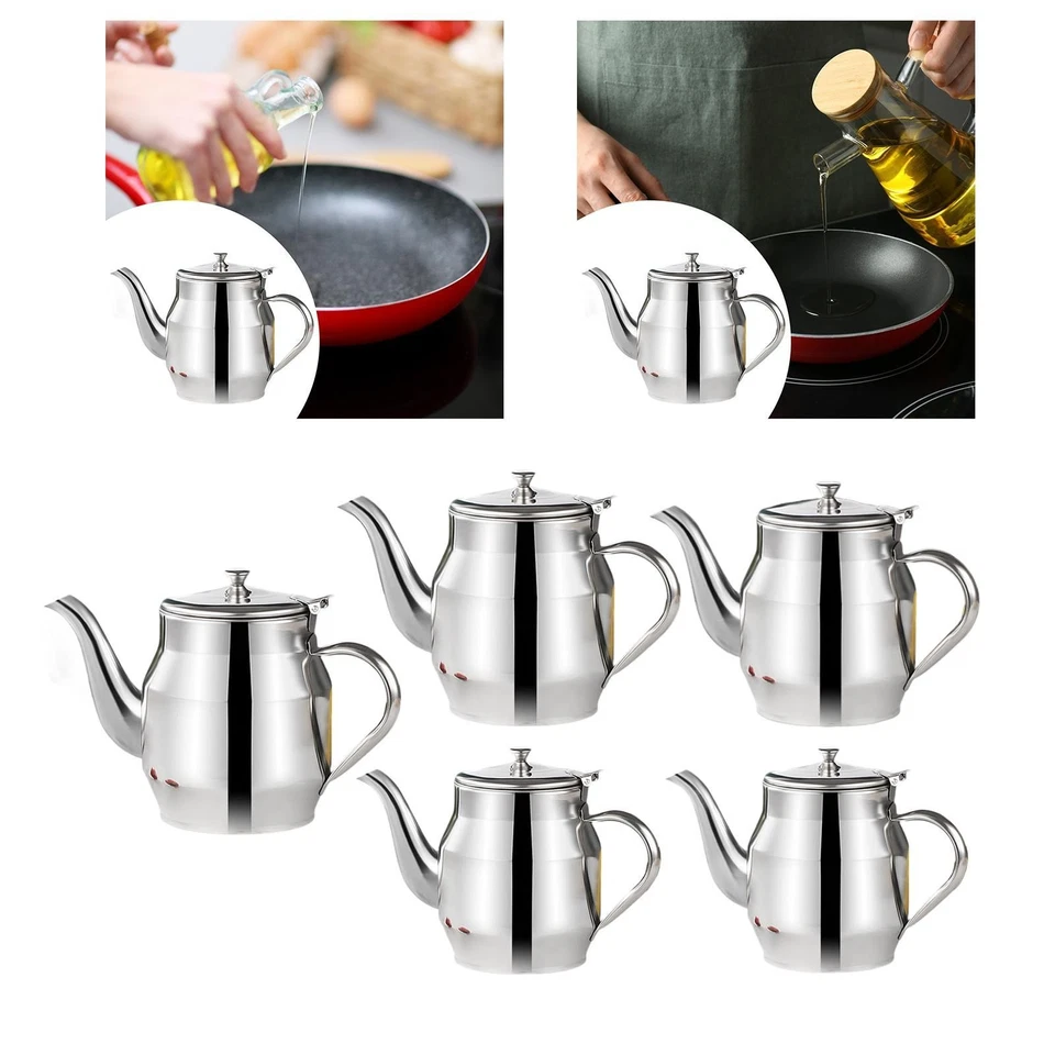 Stainless Steel Oil Pot Olive Oil Storage Pot No Messy for Storing Frying Oil