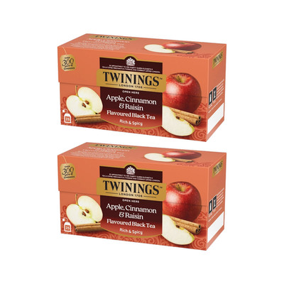   TWININGS Apple Cinnamon Raisin Tea 2-PACK (50 BAGS) | Nordic Hygge Blend  