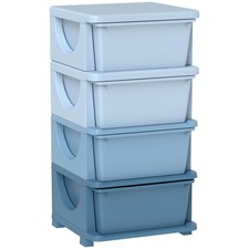 HOMCOM Kids Storage Units with Drawers 4 Tier Chest Dresser Tower Blue