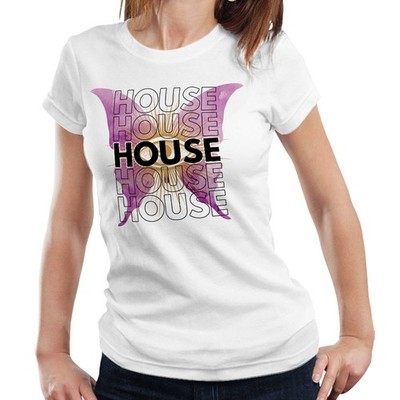 House Music Schmetterling T-Shirt Semi Fitted Damen Grafik Rave Festival DJ Tee