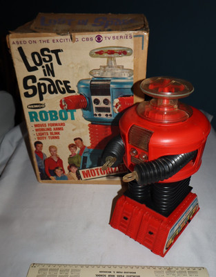 RARE VTG REMCO 1966 Lost In Space Red & Black Robot Complete W Original Box 60s