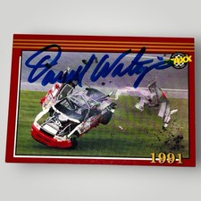 Darrell Waltrip 1992 MAXX #195 VINTAGE DRAMATIC WRECK autographed NASCAR card