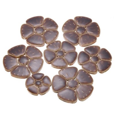250g Flower Ceramics Mosaic Tiles, 3.5 - 6cm Bulk Mosaic Tiles, Brown
