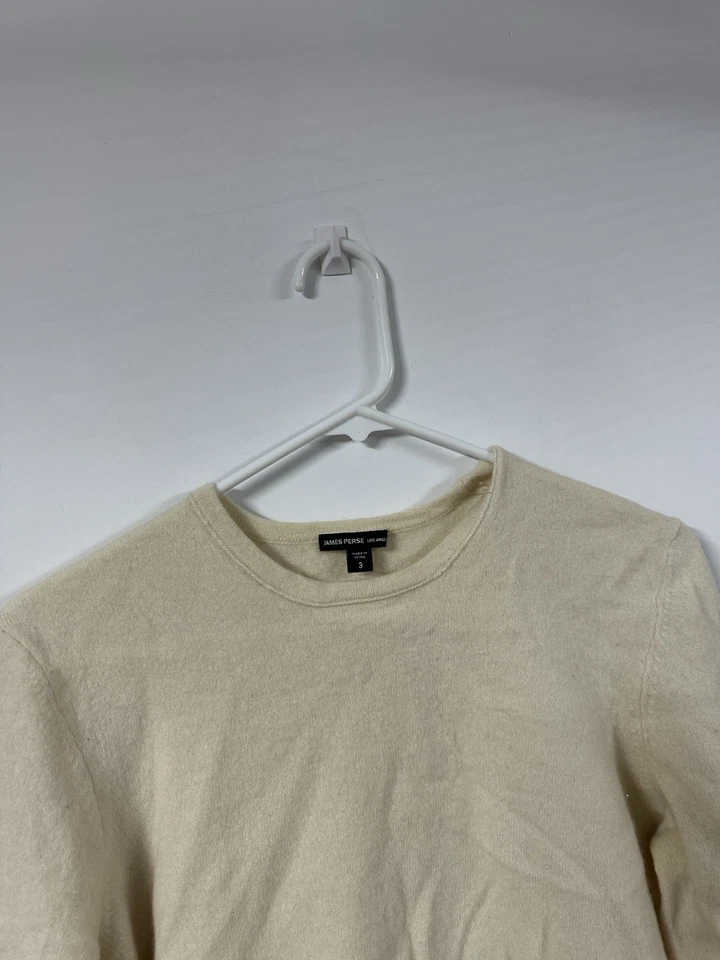 James Perse Womens Long Sleeve Crew Neck Cashmere Knit Sweater Yellow Size 3 - Image 2 of 4
