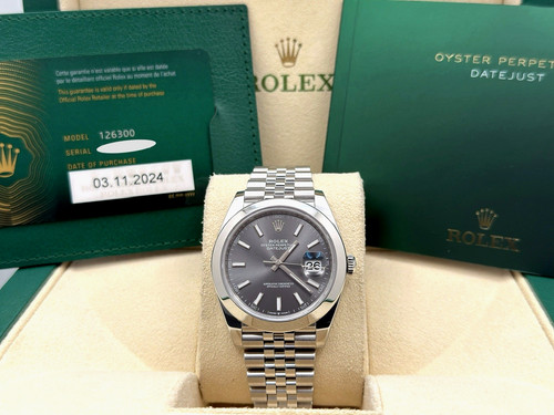 2024 Rolex Datejust 41 126300 Rhodium Dial Jubilee Stainless Steel Box Paper