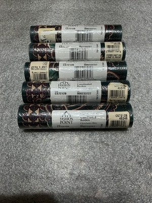 5 Rolls Vtg Fashion Point Green Burgundy Paisley Floral 5yd Border CS7212B 7 
