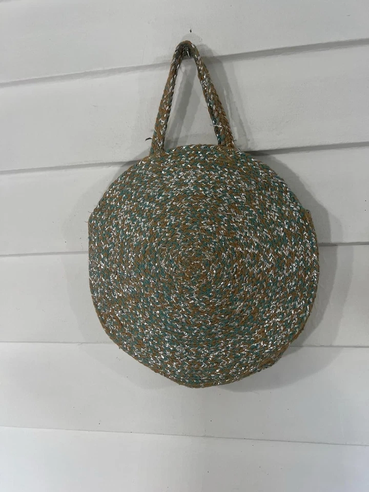 Bolsa de palha Z&L Anthropology círculo praia casual tecido circular Y215A pré-propriedade - Imagem 4 de 4