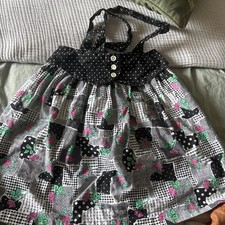 Vintage 1990s Y2K Girls Size 7 Dress Pink Roses Black White