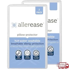 Allergy Protection Pillow Protector Zippered Breathable Machine Wash Safe Cover