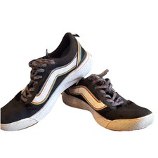 Vans Black Shoes Rainbow Stripe Suede Toe Canvas Upper 10.5 US Pride EXCELLENT