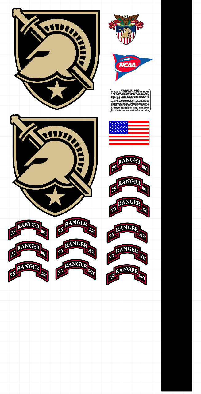 Army Black Knights football helmet decals full size