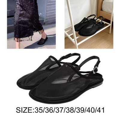 Damen-Sandalen aus Mesh mit flacher Sohle, runder, geschlossener