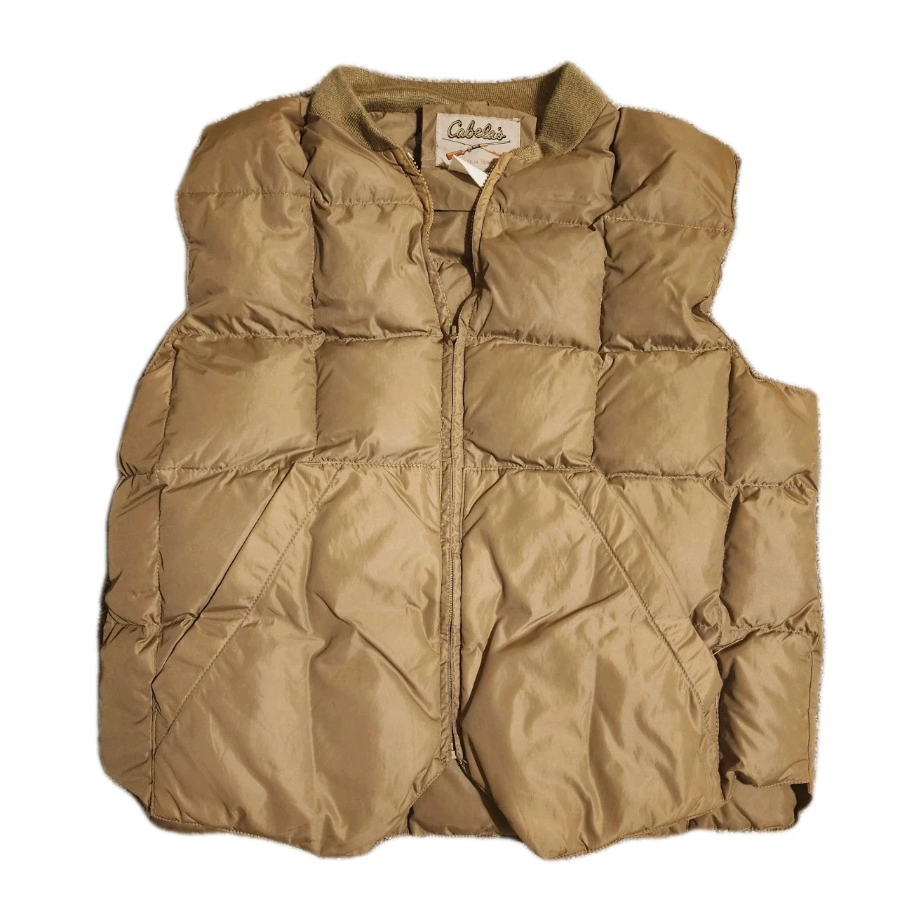 Cabelas Vest Mens XL Puffer Jacket Premier Northern Goose Down Fill Brown