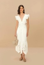 NW AUTH FARM RIO Off-White Lace Butterfly Richelieu Midi Dress Sz SMALL $348