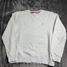 Tommy Hilfiger Sweater Mens M Grey Cotton Pullover Crewneck Ribbed Hem Cuffs