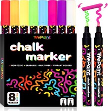 8 Colors Liquid Erasable Chalk Markers, Washable Dry Erase Marker Pens,