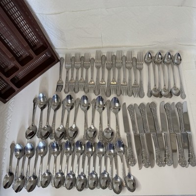 Reed & Barton Flatware RENAISSANCE 67 Pieces 18/10 Stainless 7 Settings + Extra