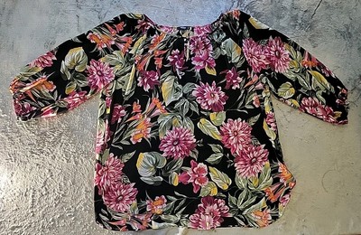 Premise Studio Tunic Top Women s 3X Plus Floral ¾ Sleeves Spring Summer Blouse
