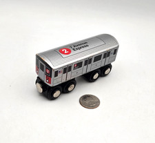 Munipals Wooden Railway Subway Train 2 NYC 7 Avenue Express - EUC - Thomas BRIO