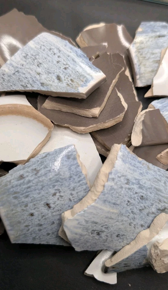 Blue Grey Broken Tile Glazed Pieces (Coffee Clay Cup) - Craft DIY Project - Image 3 of 4