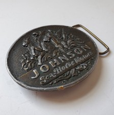 Vtg Johnson Sea-Horse Motors Metal Belt Buckle Bicentennial Winged Horses Wear 