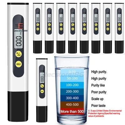 10Pcs Digital Tester TDS Wassertest Meter Messgerät Leitwertmessgerät 1~9990ppm