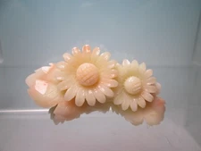 Antique genuine coral flower sculpture obi clasp 11.6g
