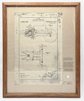 1911 Henry Ford Model T Transmission Patent - USPTO Certified Framed Art 22x18