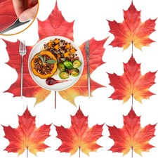16'' Fall Maple Leaf Placemats Set of 6 Washable Thanksgiving Table Mats