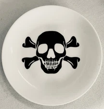 3 Skull Crossbones Black White Halloween Glass Salad Plate Target Made By Design