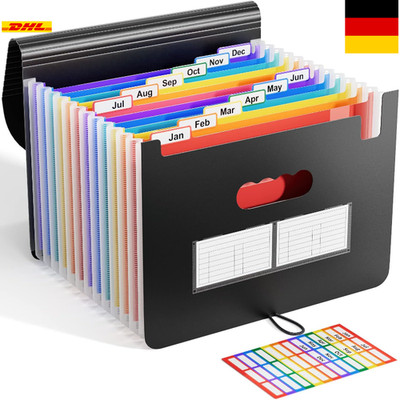 Wasserdichter A4-Aktenordner | 12 Fächer | Regenbogen-Design