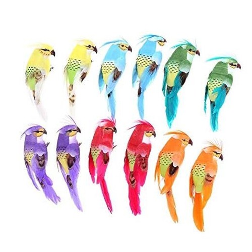 12pcs Artificial Foam Feather Birds Artificial Parrot Ornaments 4.7inch with