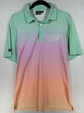 Sunday Swagger Golf Polo Shirt Gradient Mint Pink Peach Ombre Men’s Medium 347