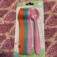 12pk Baby Infant Spoons Plastic Dishwasher Safe BPA FREE Angel Mine Green Blue