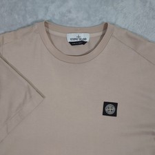 Stone Island T-shirt Men's XL Compass Patch Logo Beige Cotton Authentic