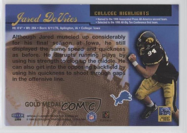 1999 Fleer Ultra Gold Medallion Edition Jared DeVries #291RG Rookie RC 0p5