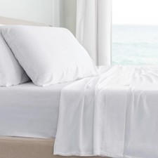 Cariloha Classic 4-Piece Twill Sheet Set White Twin Viscose Material E...