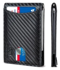 SERMAN RFID Slim Bifold Leather Wallet for Men – Minimalist Front Pocket, Clip