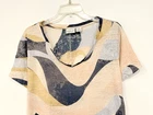 Rachel Zoe Womens 100% Linen Shirt Plus Size 2X Abstract Wavy Pattern V-Neck Top